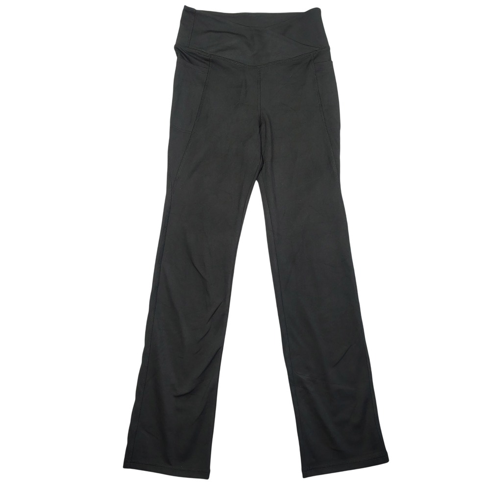 Jockey Yoga Pants Women S Black Crossover Waist Flare Pocket Polyester Spandex